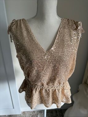 Adyson Parker Gold Sequin Peplum Tank